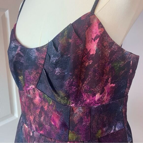 Nanette Lepore Watercolor Sateen Fit & Flare Mini Dress w/Pockets Size 10 - Picture 4 of 12